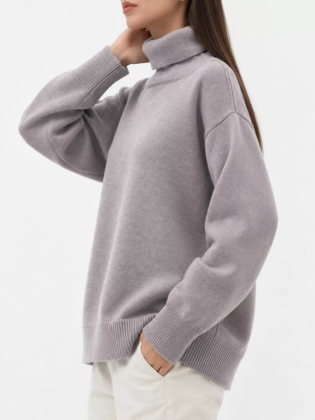 Oversized turtleneck sweater with dropped shoulders - view 34