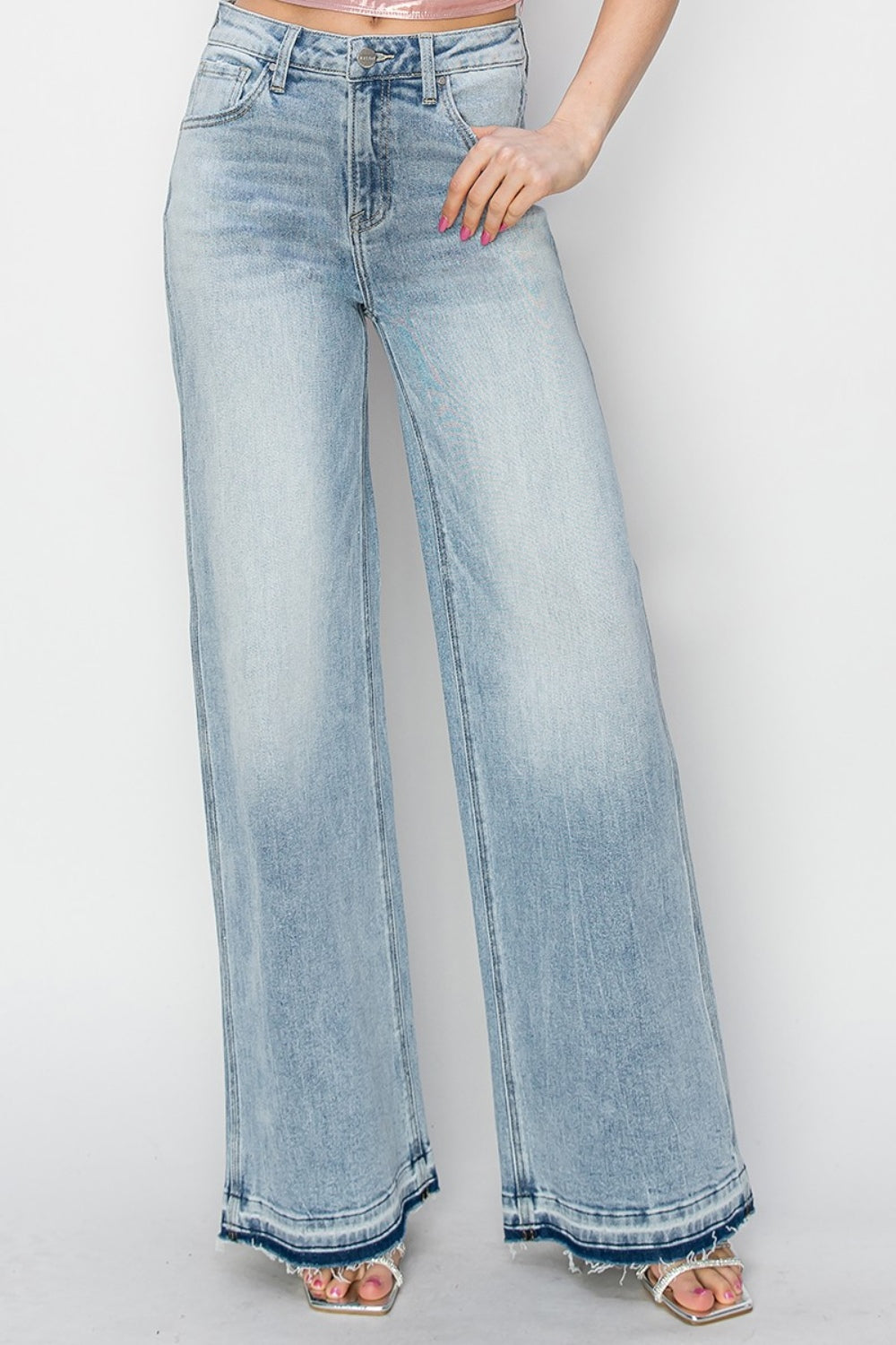 Full Size High Rise Wide Leg Jeans