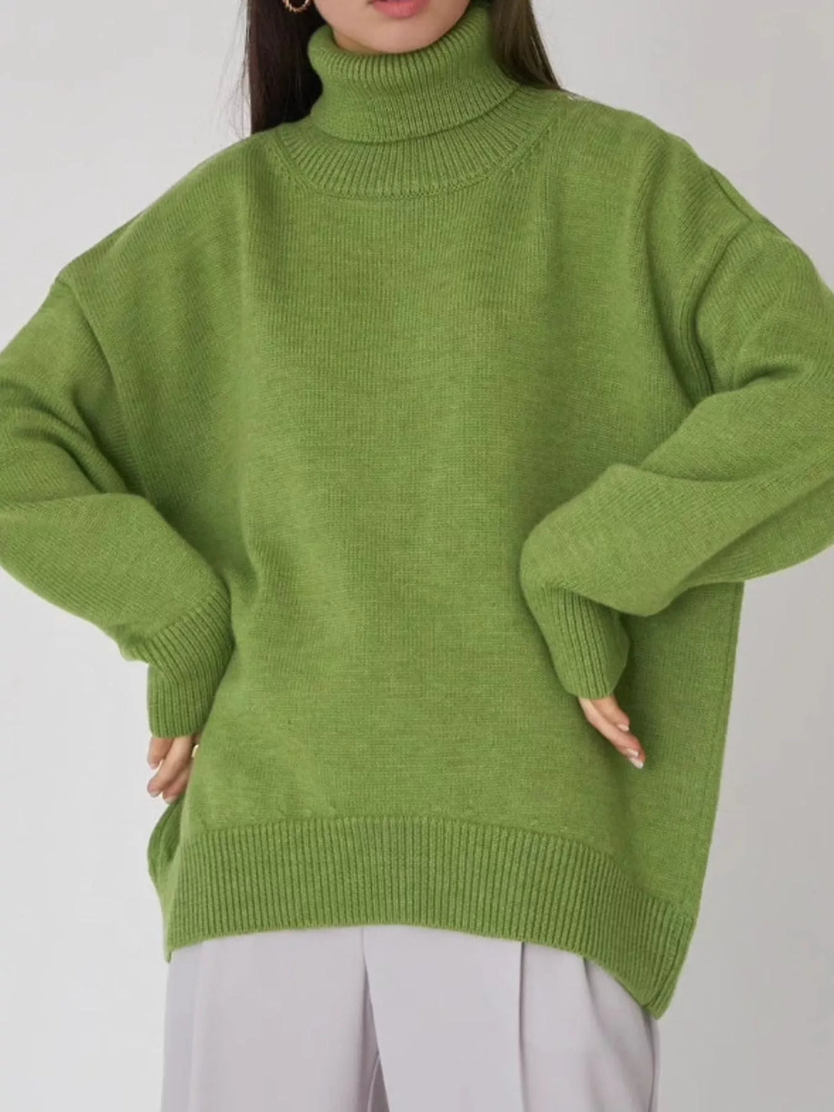 Oversized turtleneck sweater with dropped shoulders - view 49