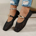 Square Toe Slip-Ons - mesh square toe low heel shoes, view 1