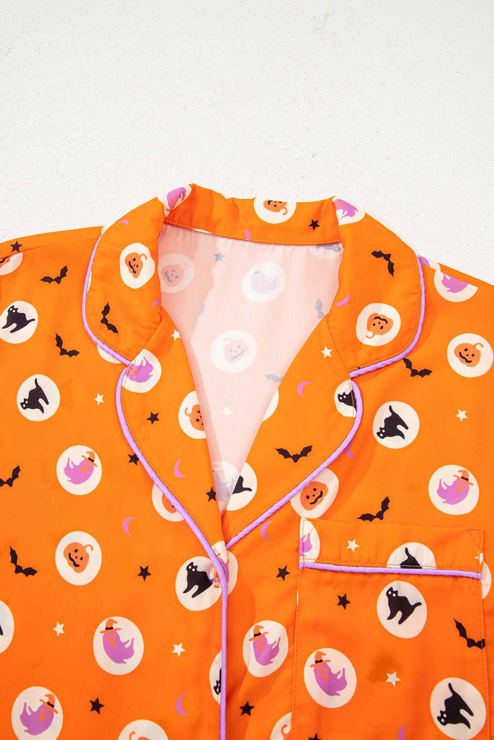 Halloween Long Sleeve Shirt and Pants Pajama Set in Orange, back view