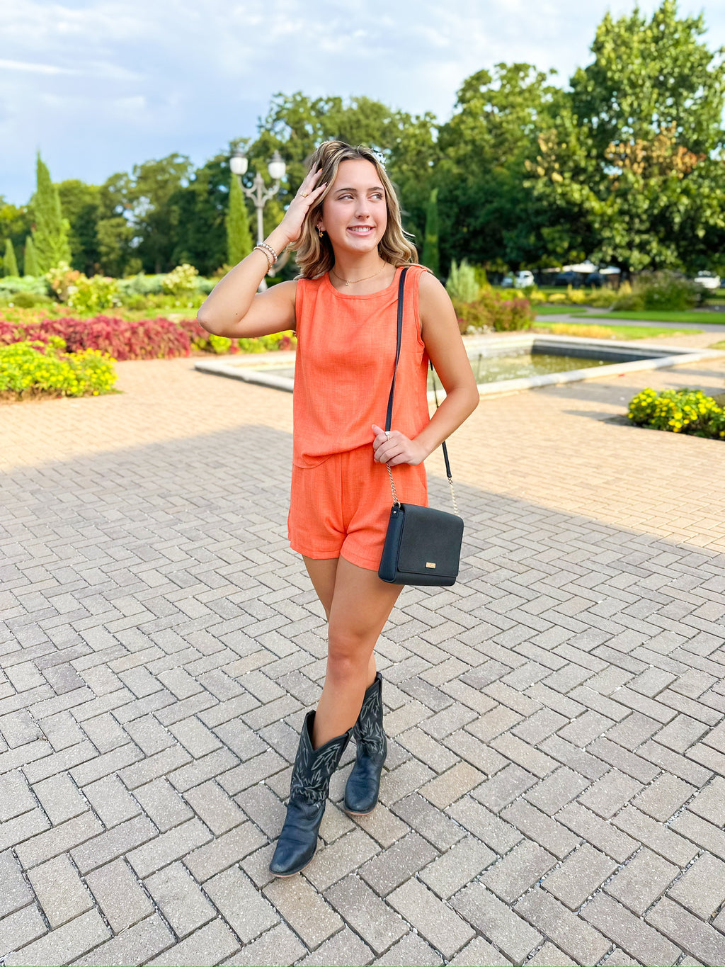 Round Neck Sleeveless Top and Shorts Set