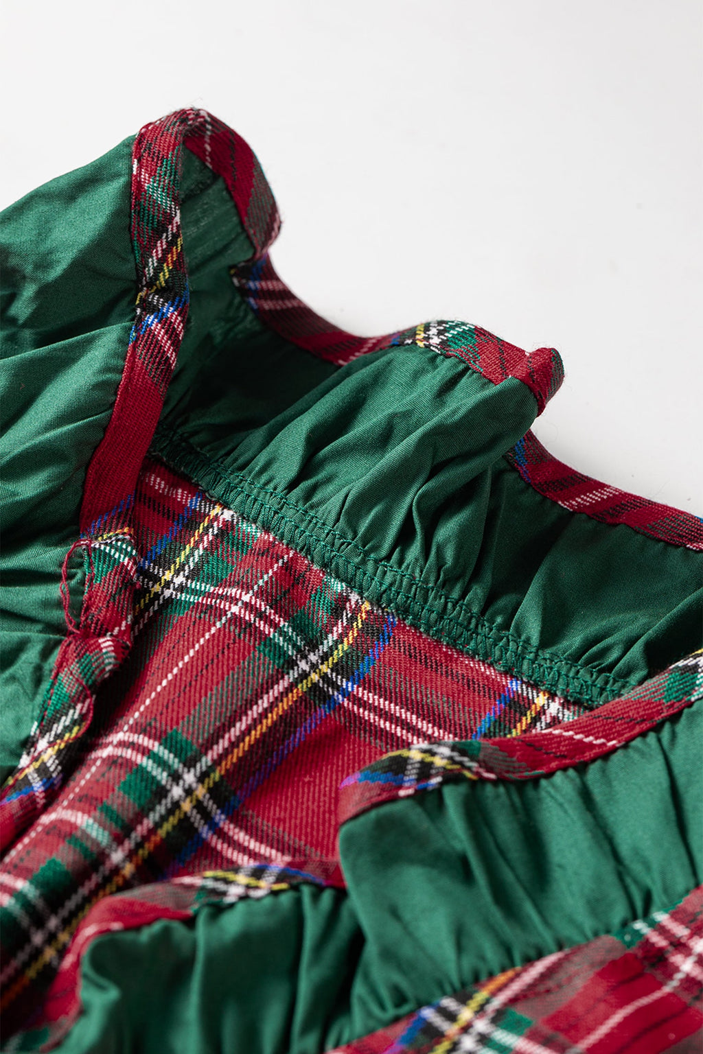 Plaid Ruffle Colorblock Buttoned Mini Dress in Red, back view