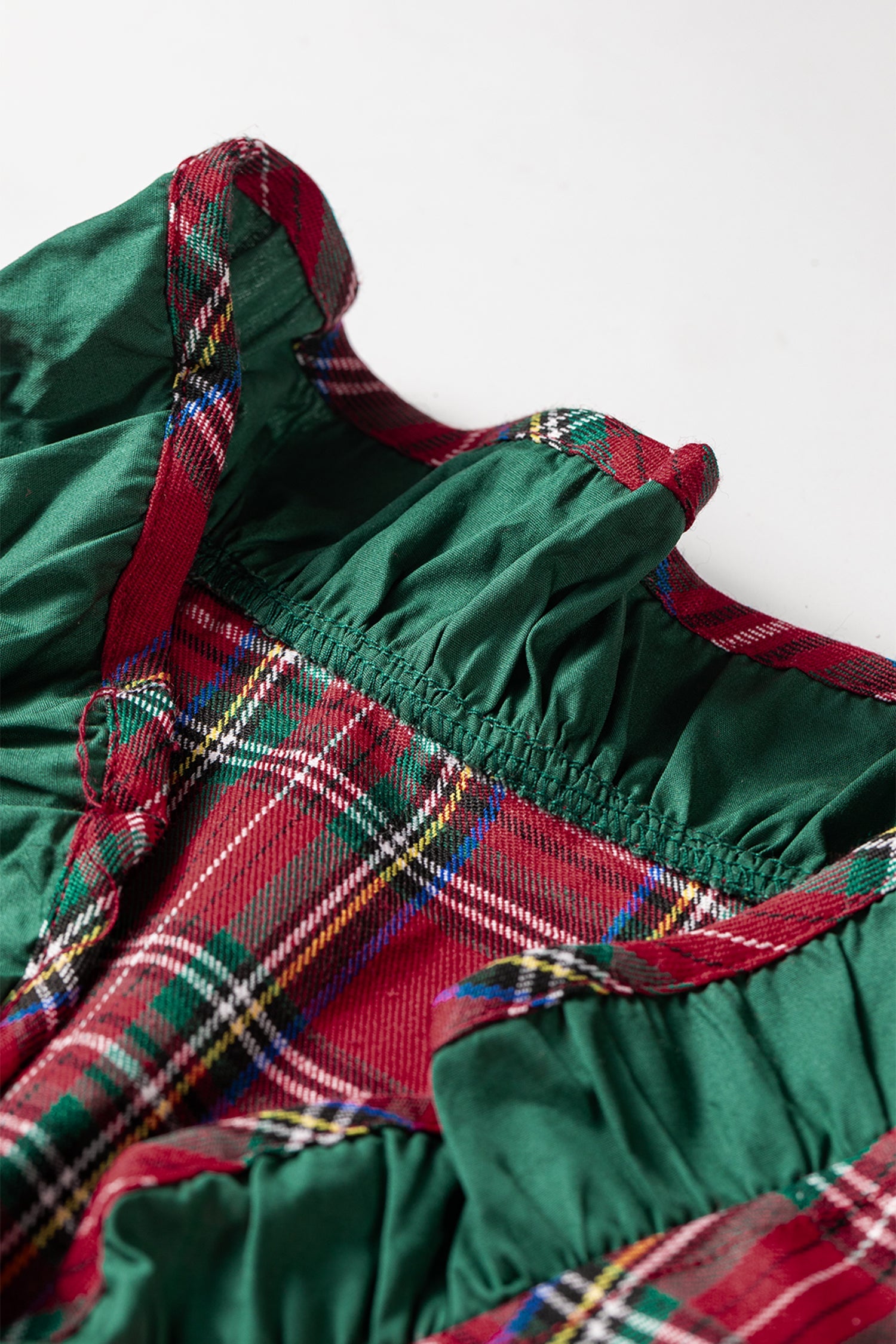 Plaid Ruffle Colorblock Buttoned Mini Dress in Red, back view