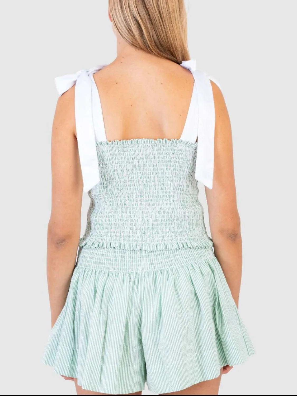 Smocked Tie Shoulder Cami and Shorts Set - smocked two-piece set, view 7
