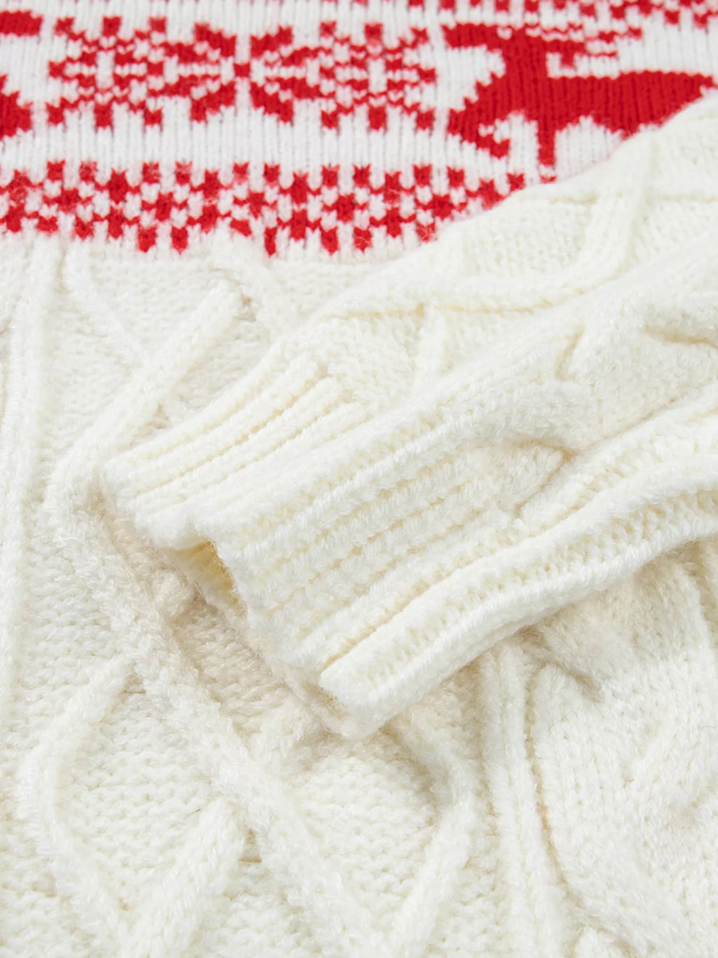 Cream reindeer cable knit Christmas sweater - view 9