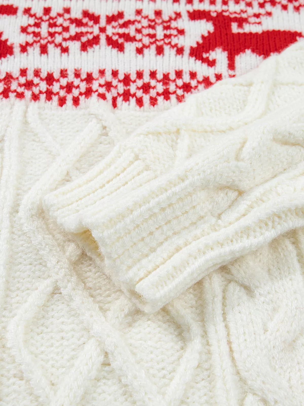 Cream reindeer cable knit Christmas sweater - view 9