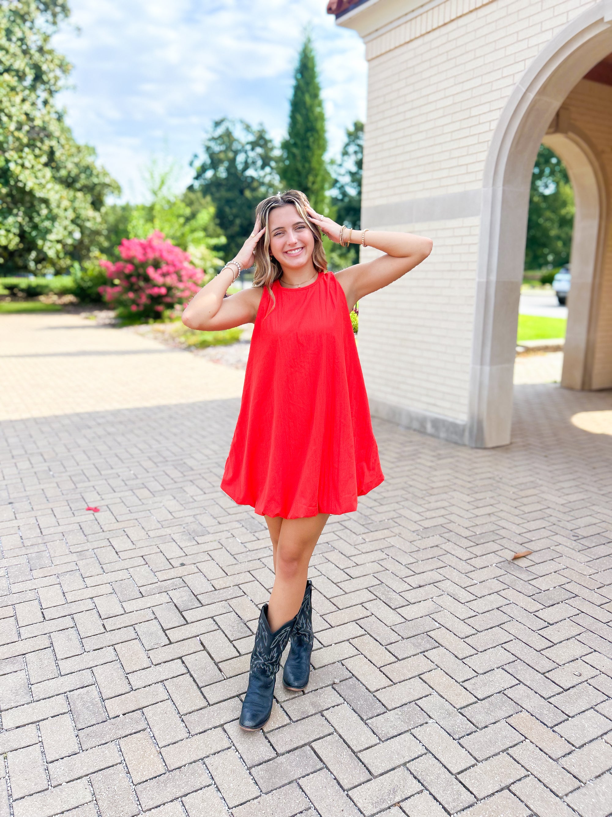 Red Bubble Mini Dress