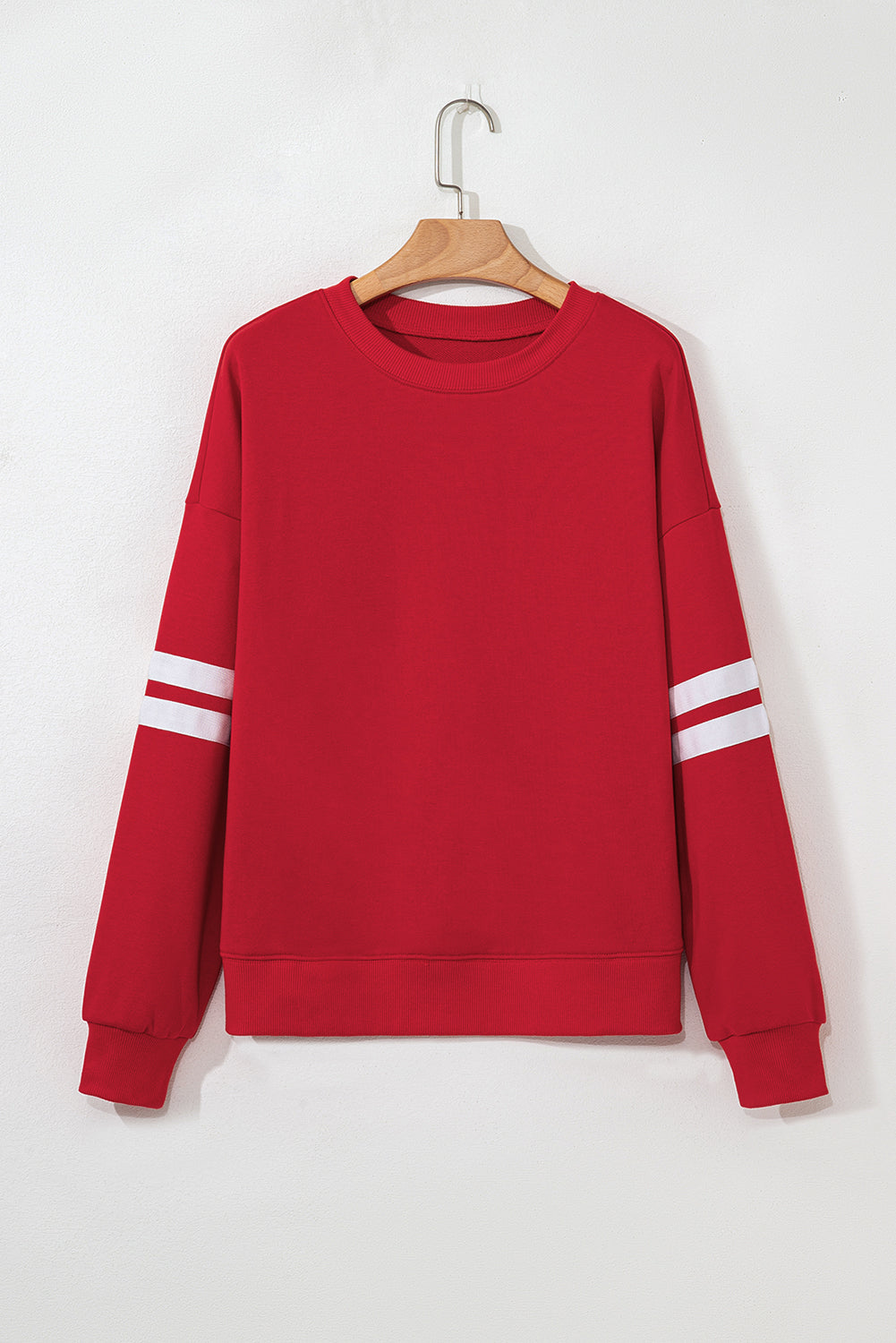 Varsity stripe sweatshirt ribbed cuff detail