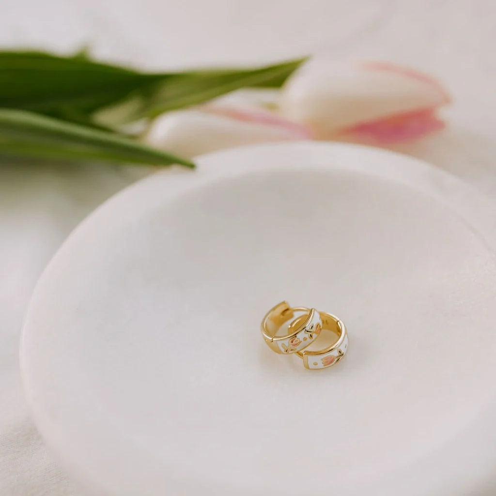 Eloise Tea Cup Hoops - floral huggie hoop earrings, view 7