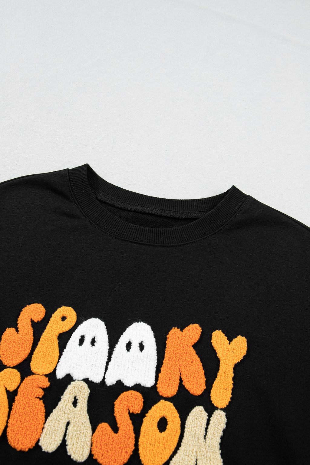 Halloween Spooky Season Embroidered Long Sleeve Sweatshirt, back view