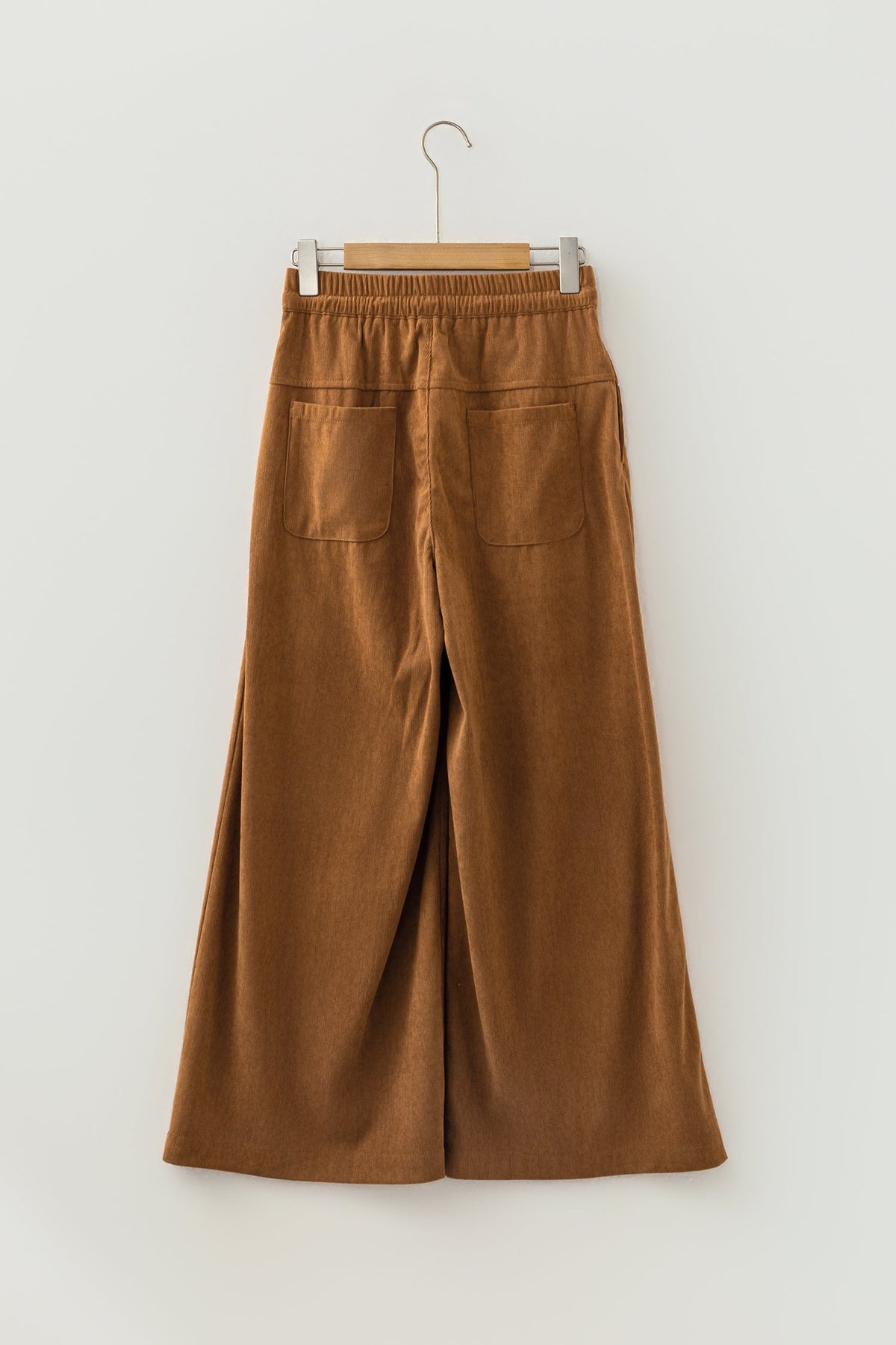 Corduroy Elastic Waist Wide Leg Pants in Thai curry, side view