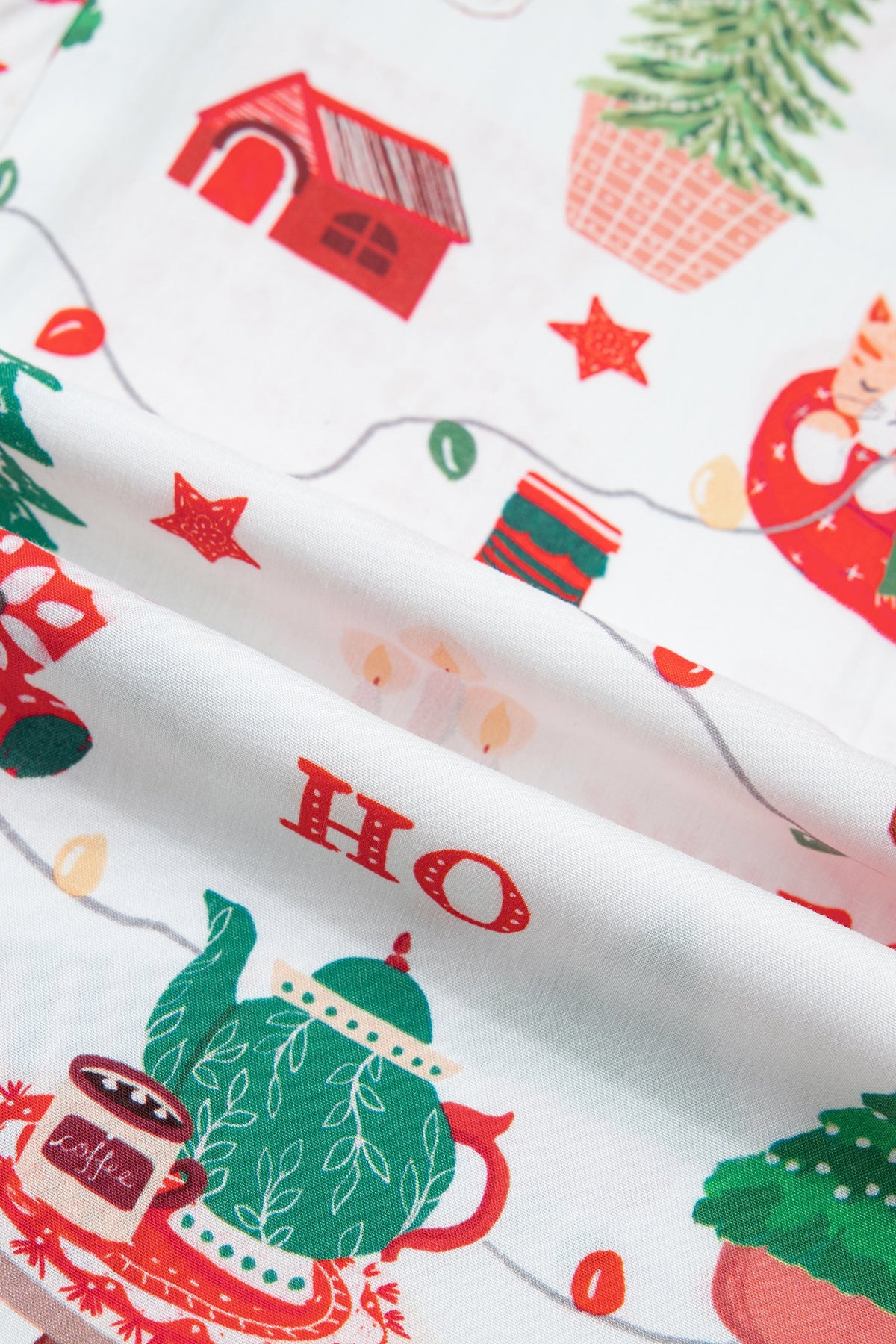 Christmas Stripe Trim Pajama Set in white, alternate view