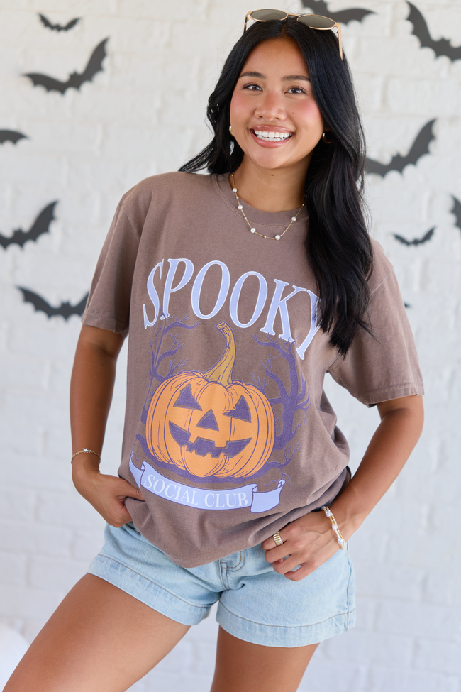 Spooky Social Club Brown Graphic Tee, back view