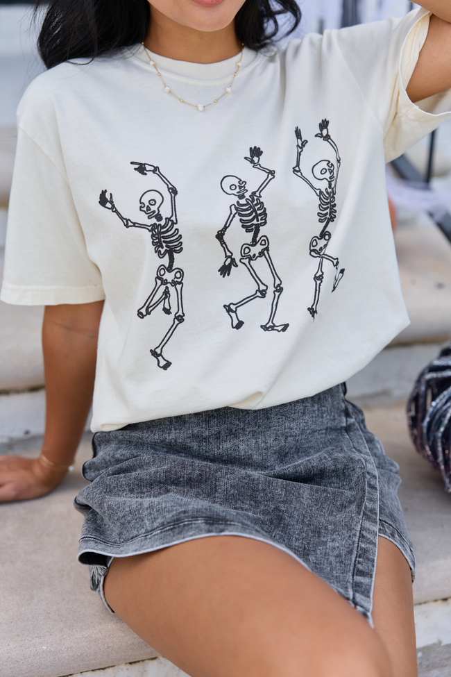 Skeletons Dancing Ivory Graphic Tee, detail view