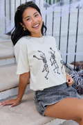 Skeletons Dancing Ivory Graphic Tee, front view