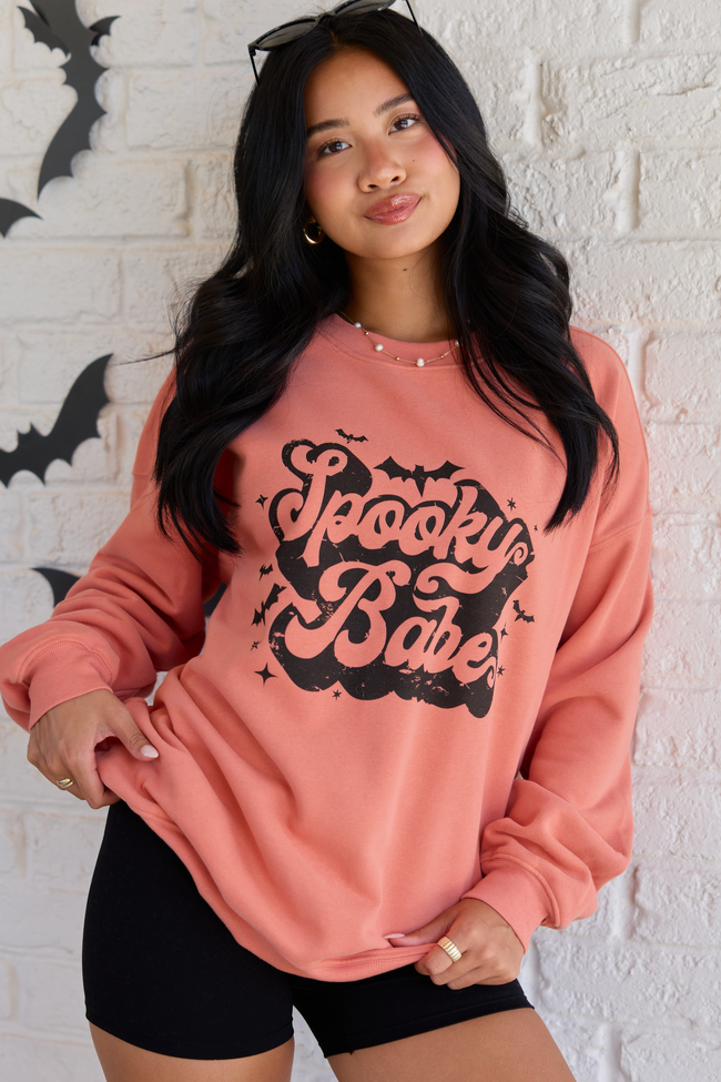 Spooky Babe Light Rust Graphic Sweatshirt, back view
