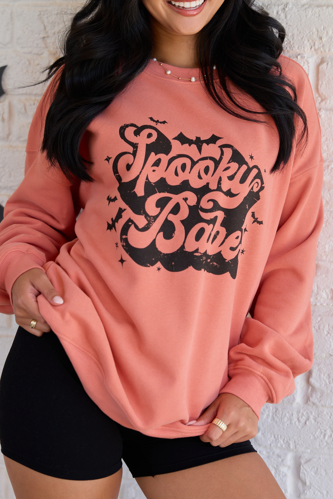 Spooky Babe Light Rust Graphic Sweatshirt, detail view