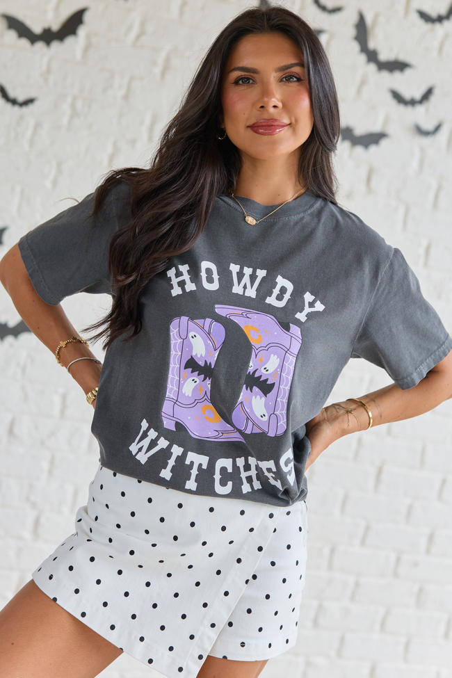 Howdy Witches Dark Grey Graphic Tee, back view