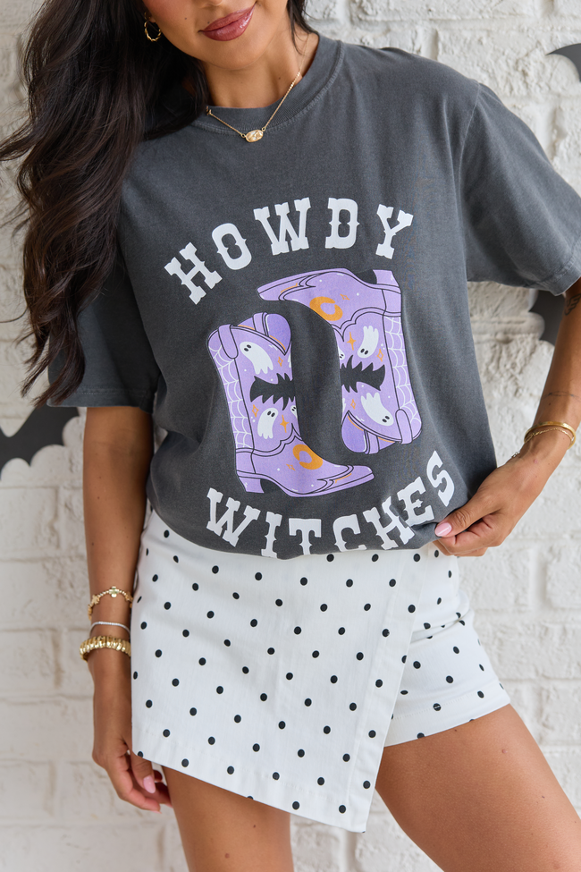 Howdy Witches Dark Grey Graphic Tee, detail view