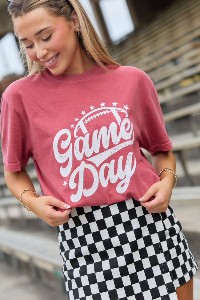 Game Day Script Crimson Comfort Colors Graphic Tee