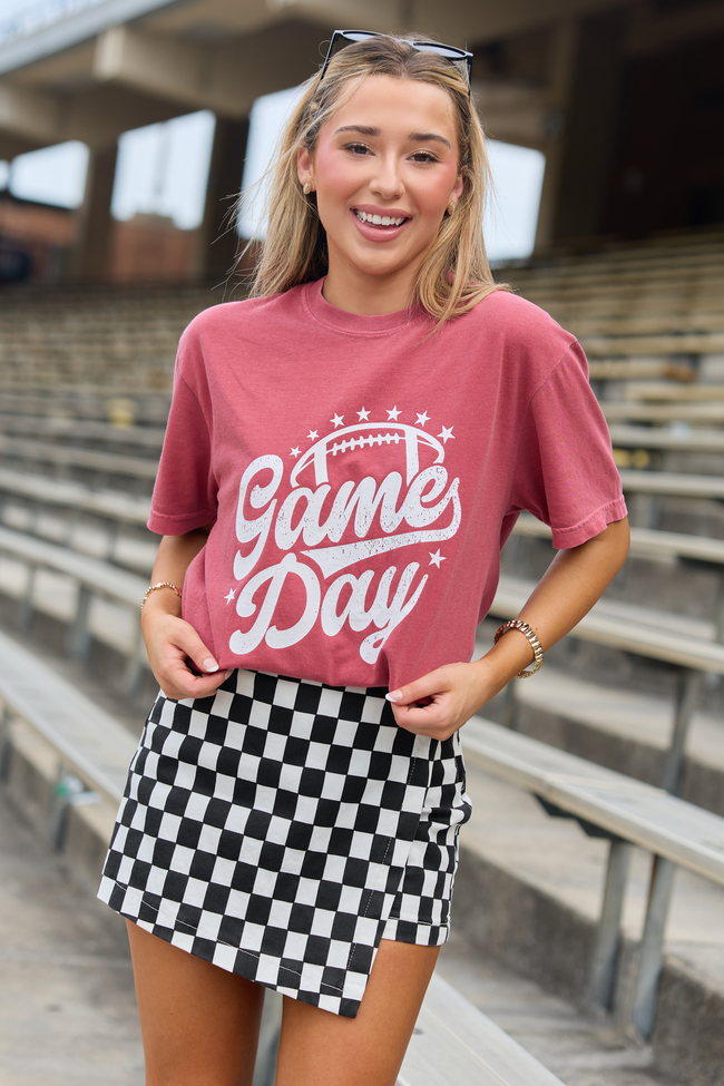 Game Day Script Crimson Comfort Colors Graphic Tee