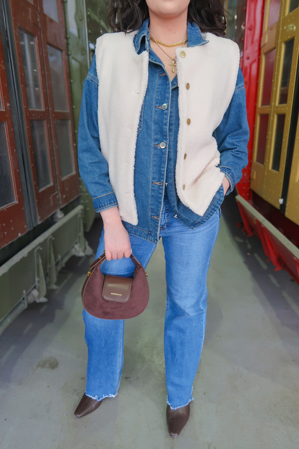 Button-Down Sherpa Vest Coat