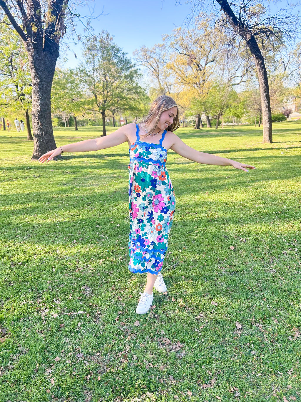 Printed Square Neck Wide Strap Dress