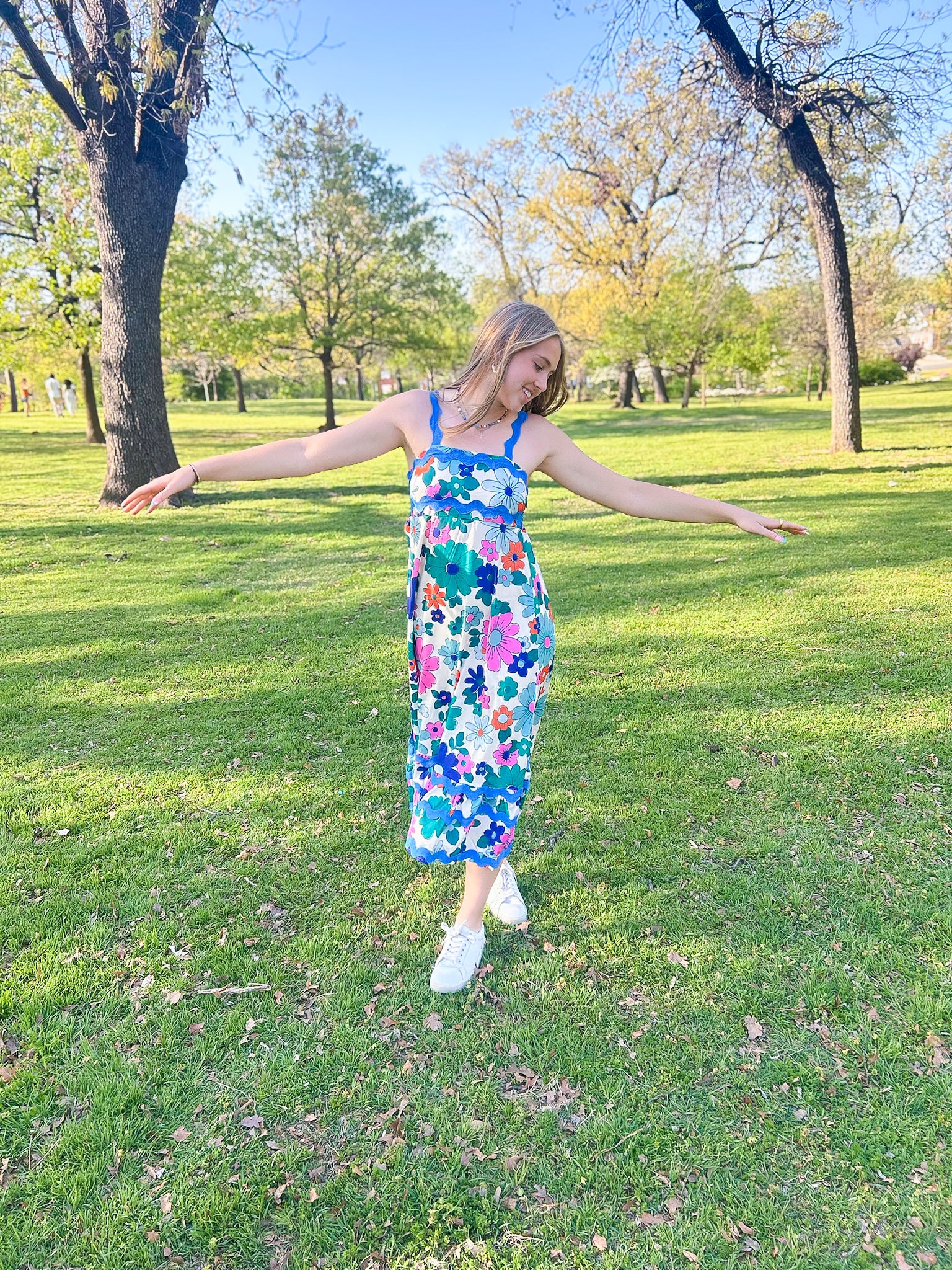 Printed Square Neck Wide Strap Dress