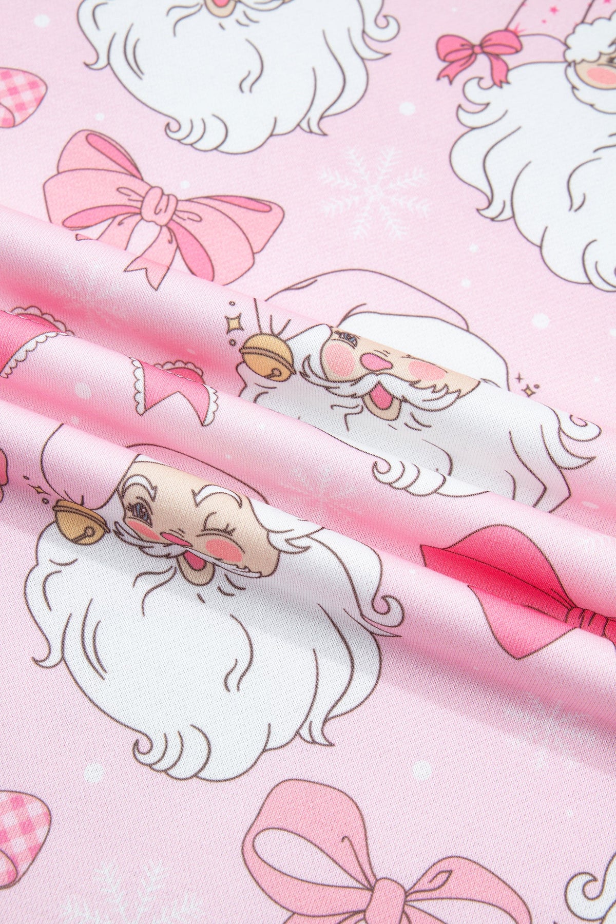 Christmas Santa Bow Mock Neck Sweatshirt in pink, side view