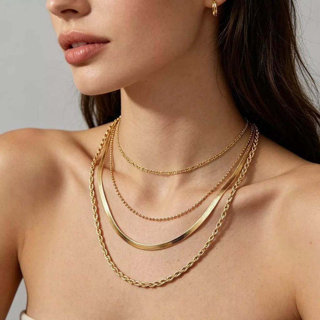 Layered 18K Gold-Plated Chain Necklace - clasp detail