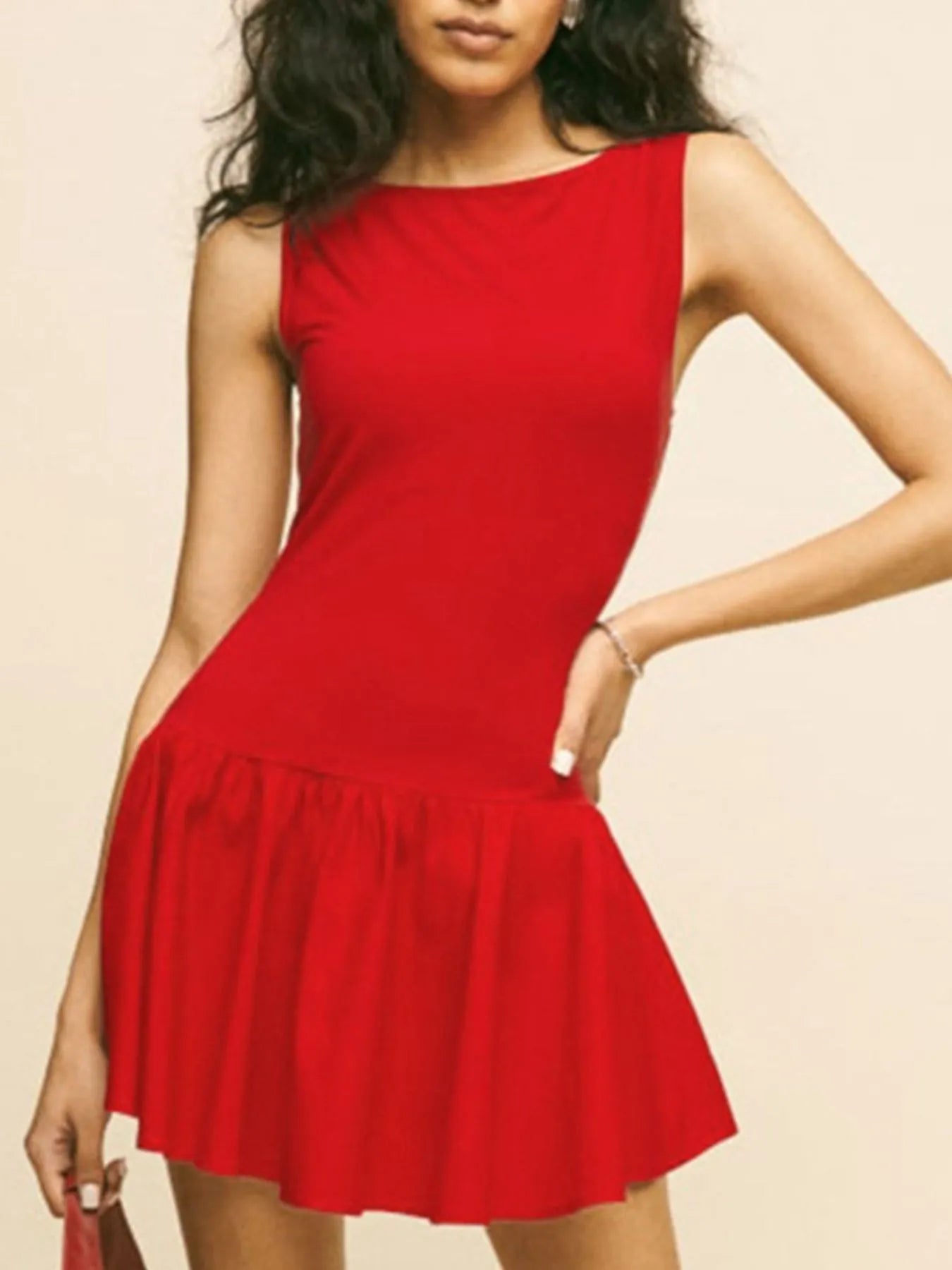 Sleeveless Ruched Mini Tank Dress - ruched tank mini dress, view 8