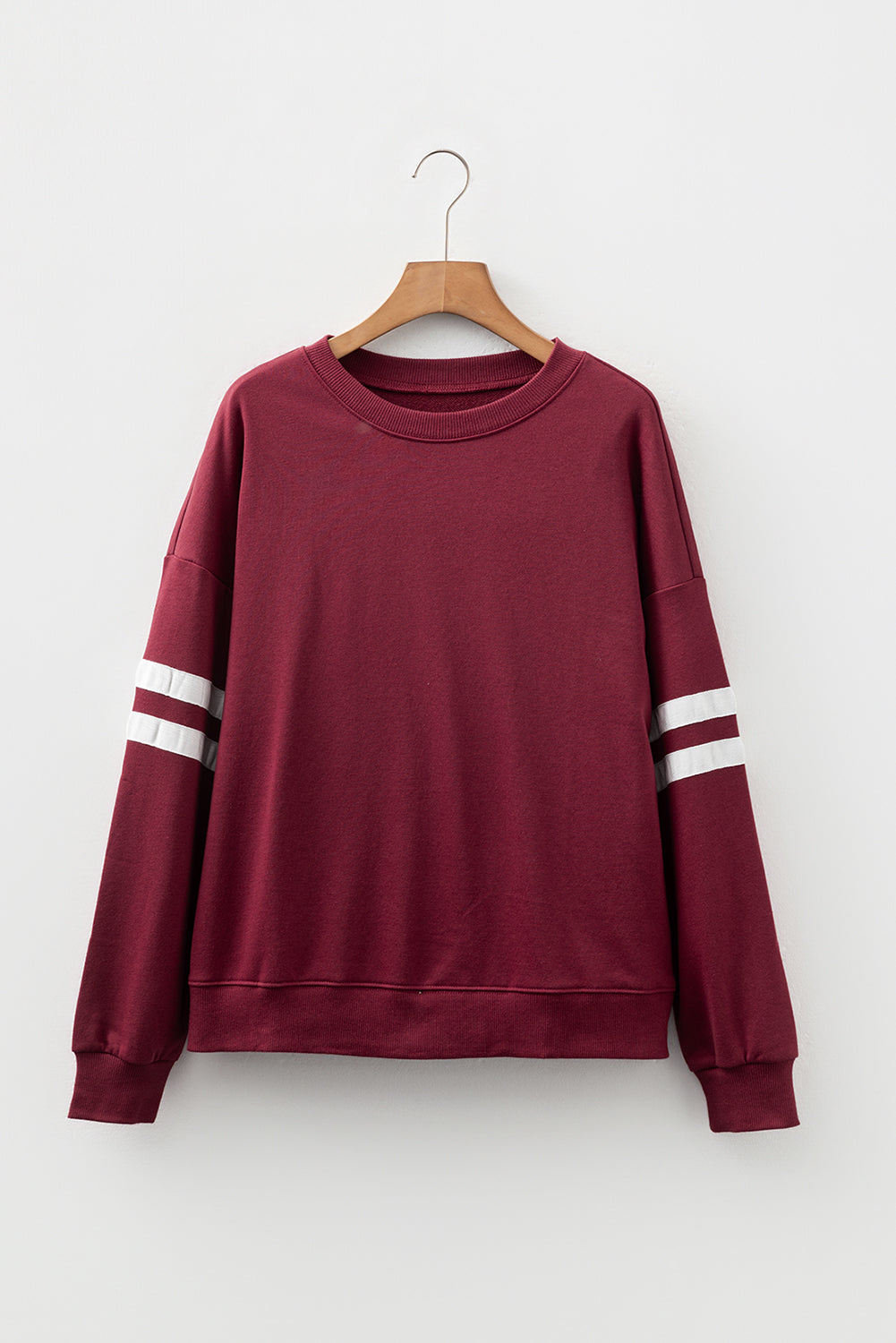 Varsity stripe sweatshirt ribbed cuff detail