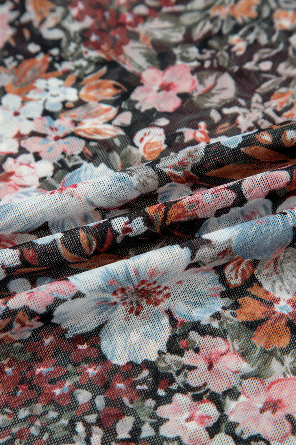 Floral mesh top sleeve detail