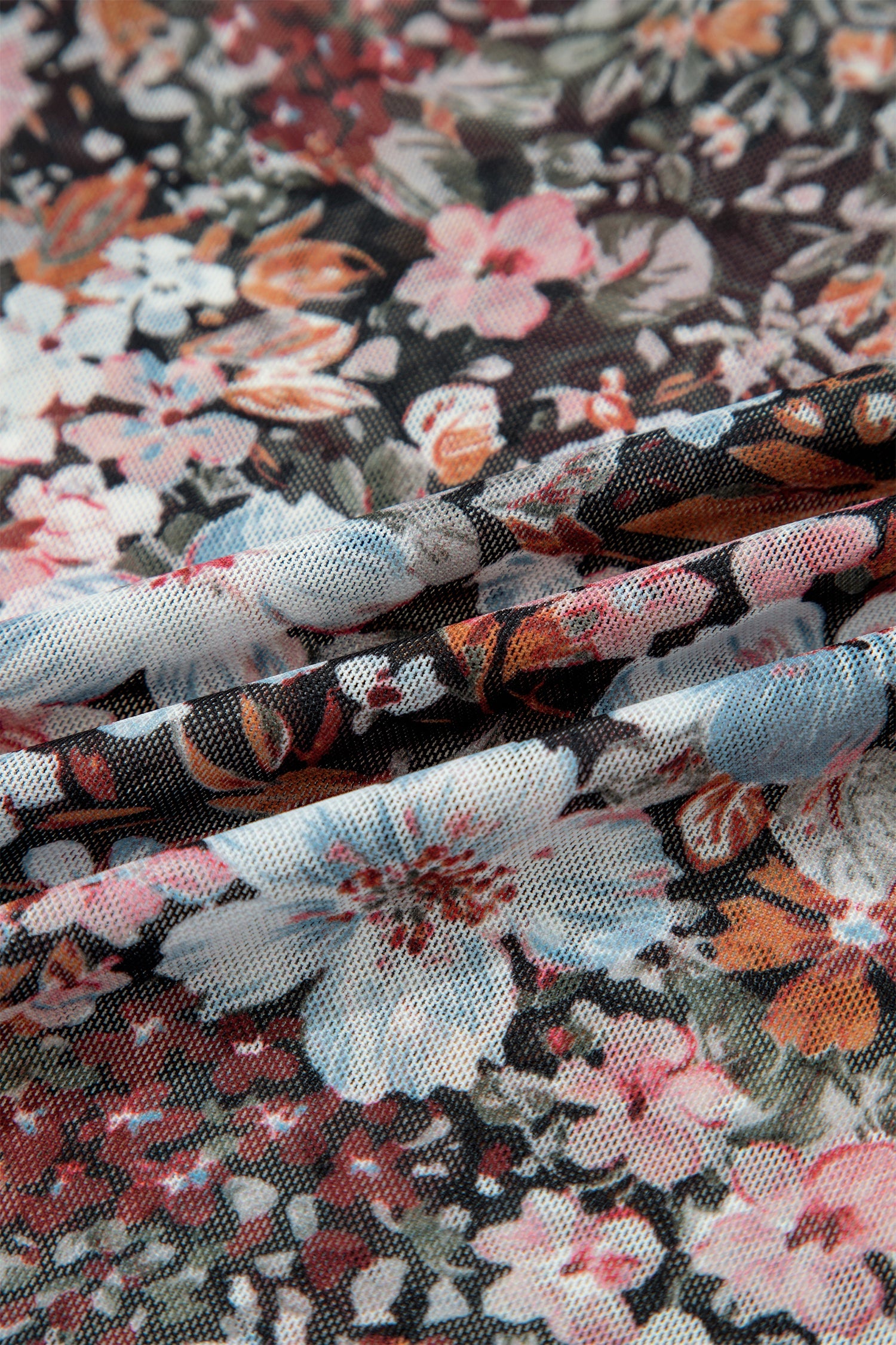 Floral mesh top sleeve detail
