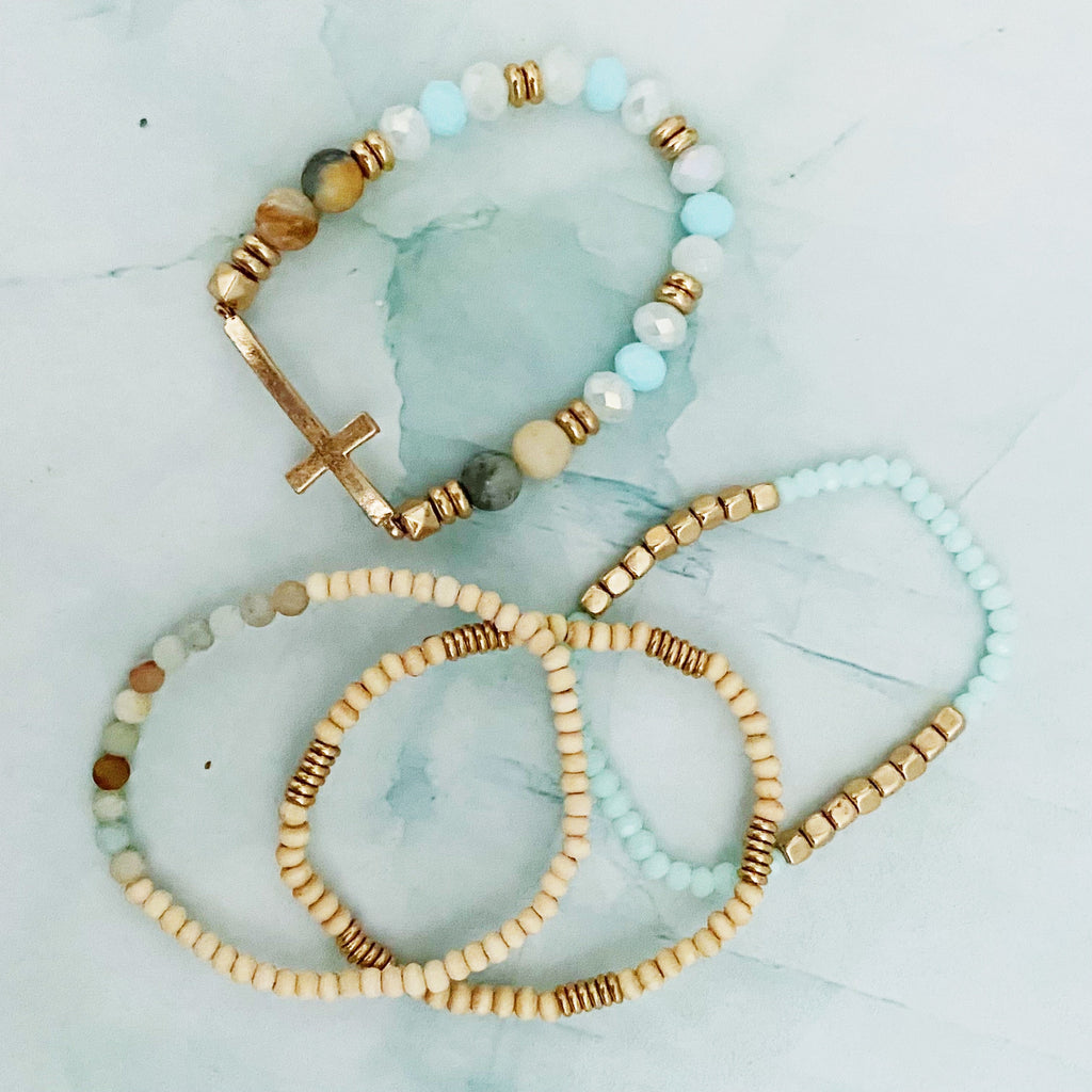 Stone And Wooden Beads Bracelet