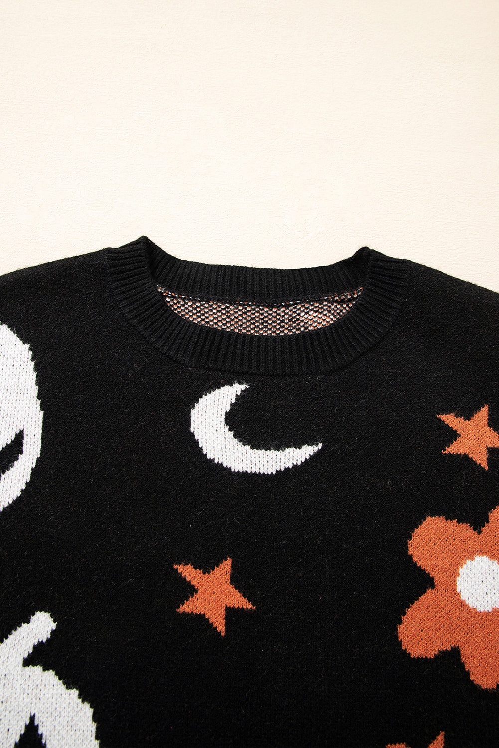 Halloween Mythical Night Drop Shoulder Sweater in Black, back view