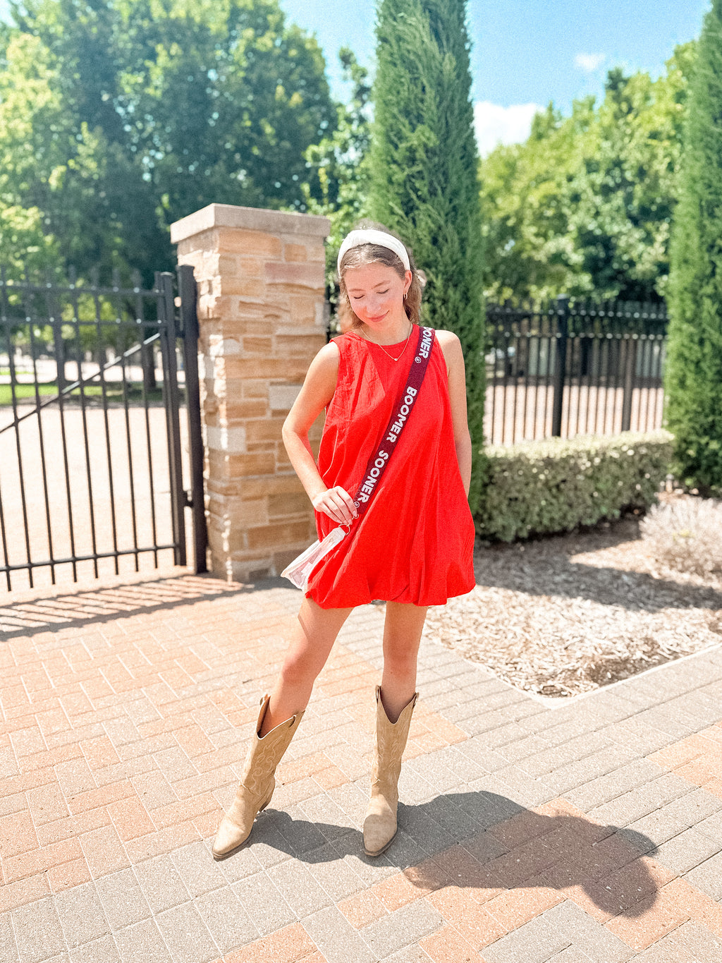 Red Bubble Hem Mini Dress