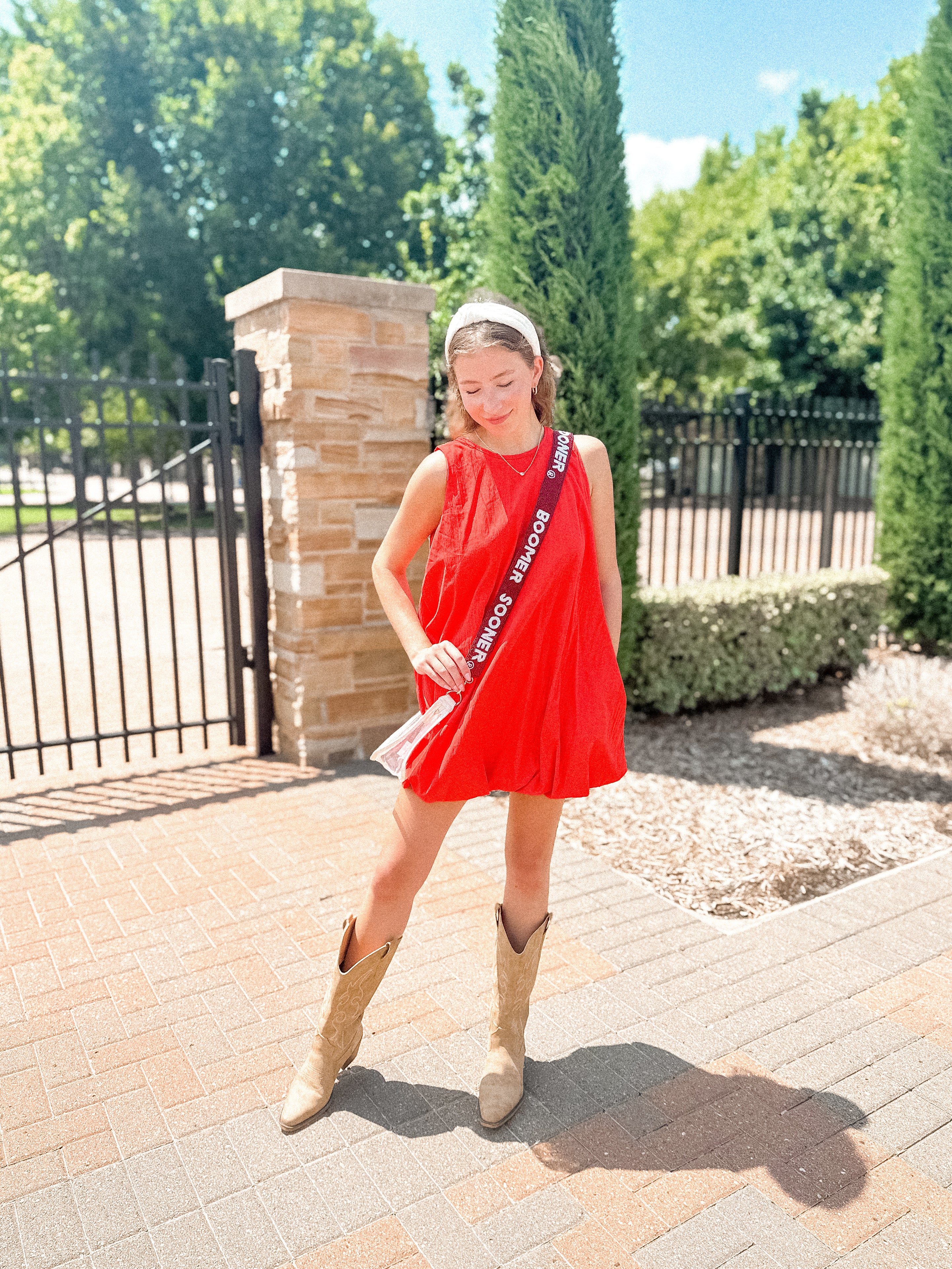 Red Bubble Hem Mini Dress