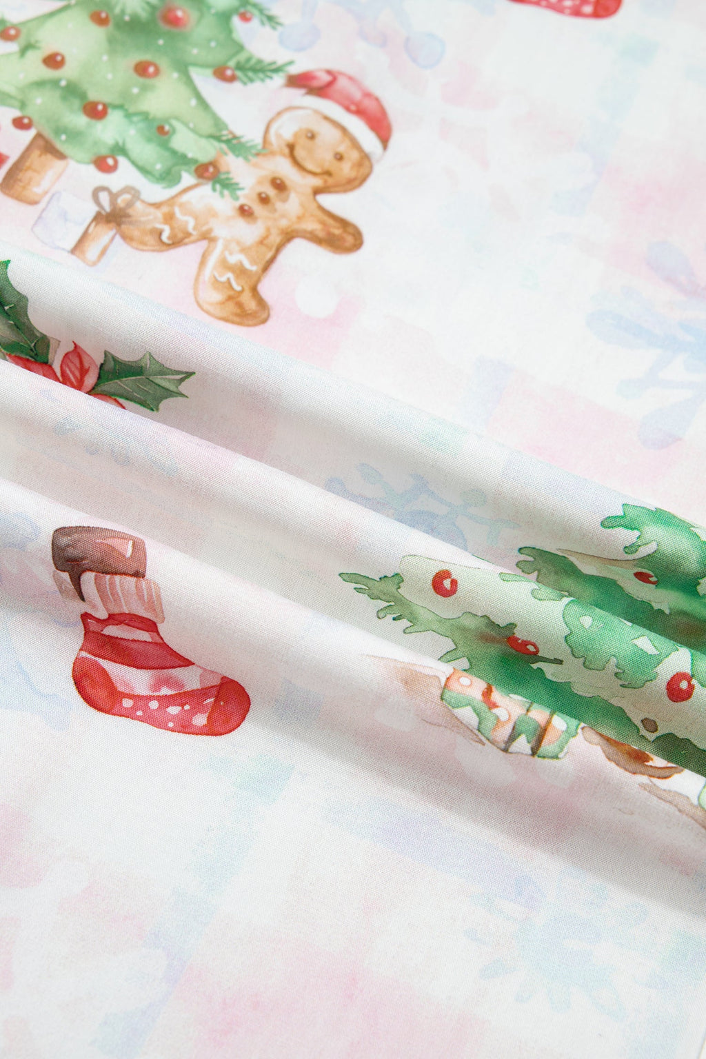 Christmas Plaid Gingerbread Pajama Set in pink, alternate view