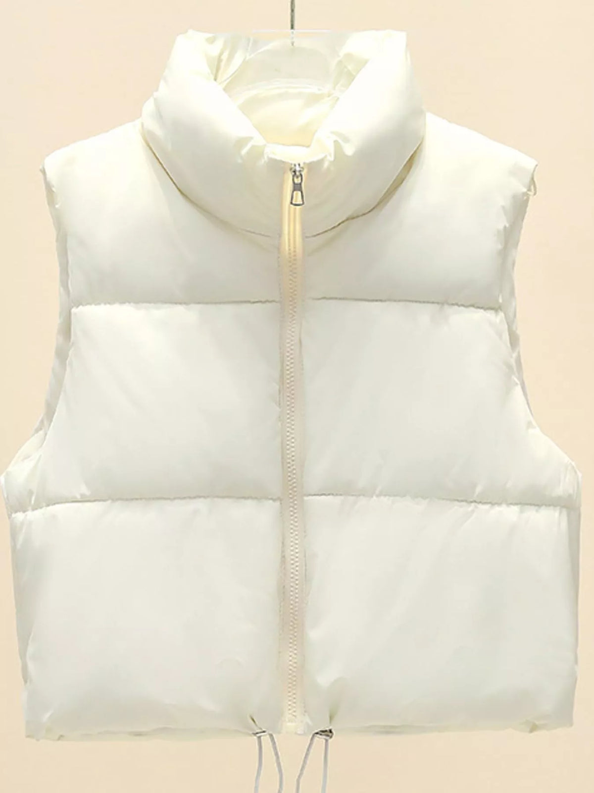 Zip-up puffer vest for women in khaki, black, coffee, pink and white - view 10