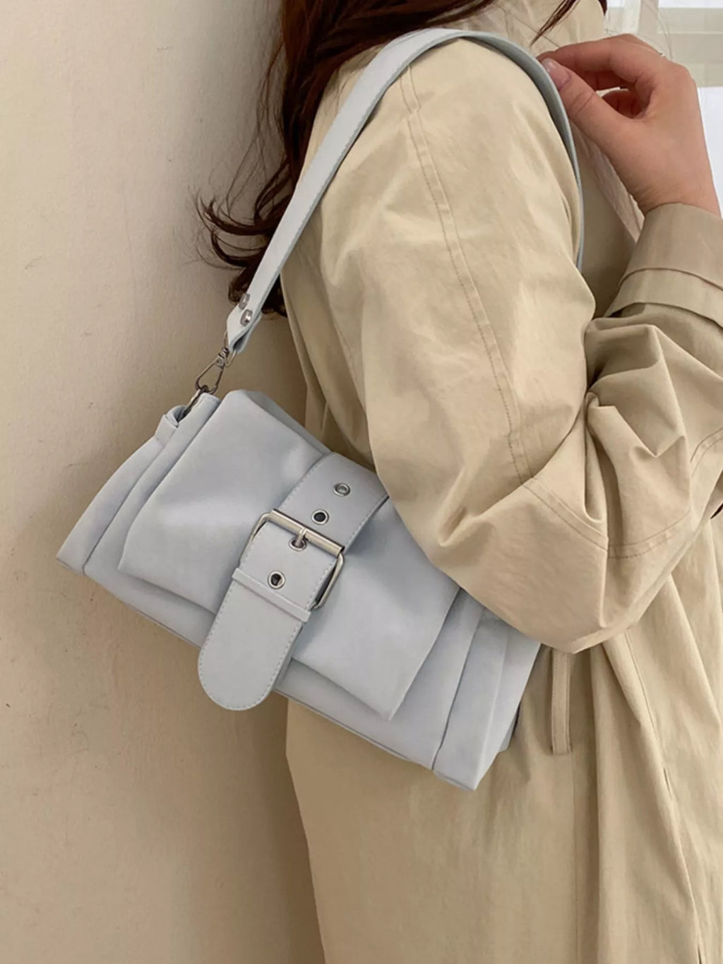 Buckle Detail Crossbody Bag - PU leather crossbody bag, view 2