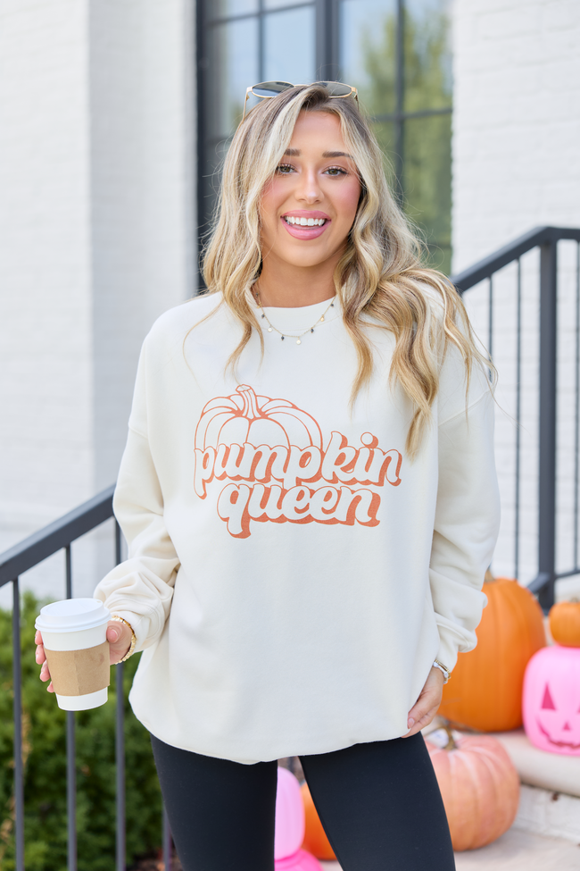 Pumpkin Queen Cream Graphic Sweatshirt, front view