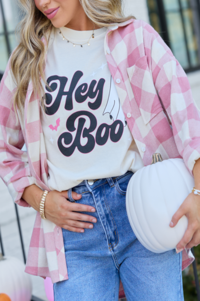 Hey Boo Ivory Graphic Tee, detail view
