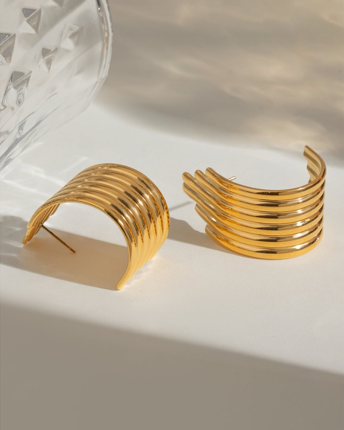 18K Gold-Plated Ribbed Earrings