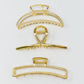Gold Mine Hair Claw Set Of 3 - three gold finish hair claws with distinct designs