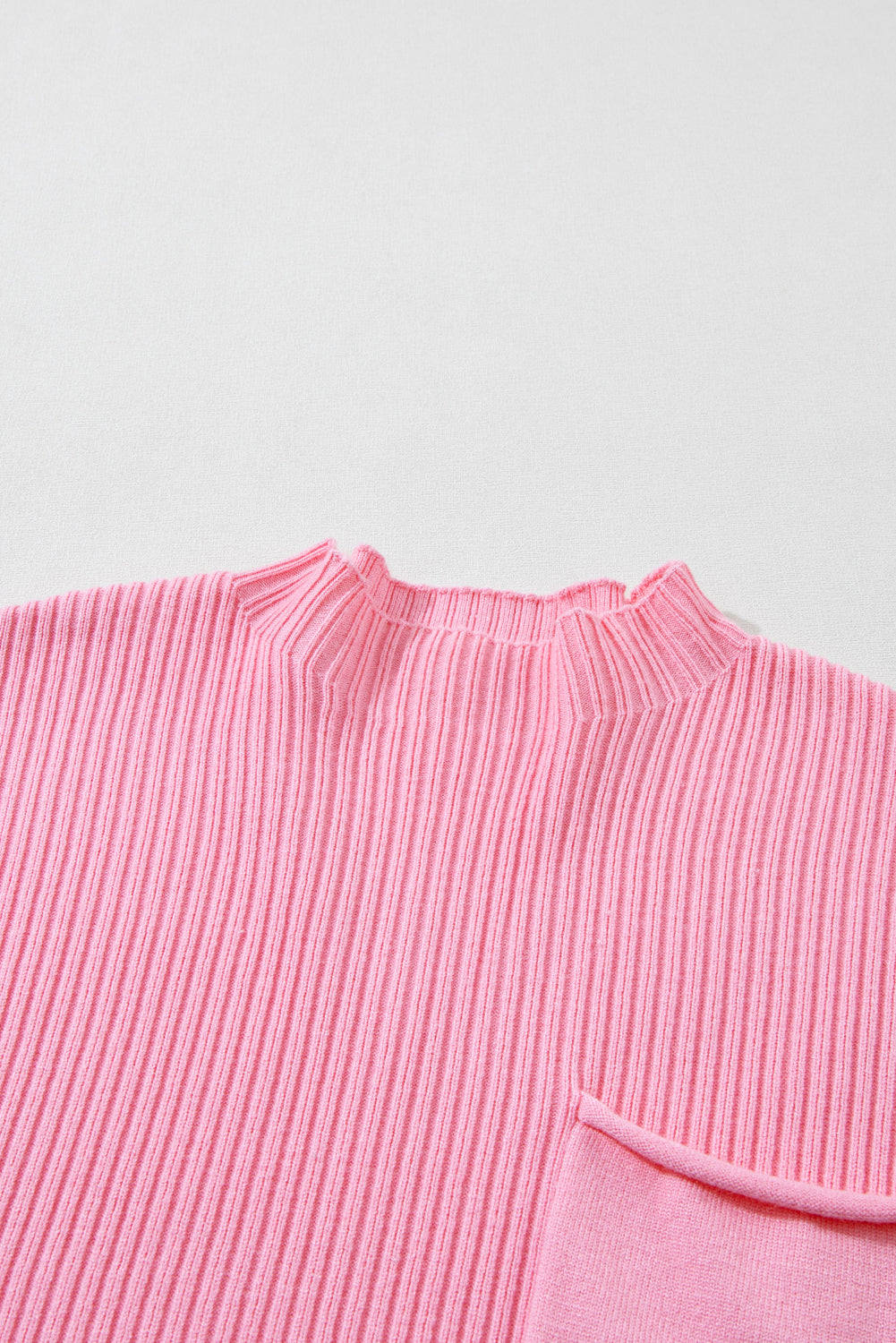 Ribbed Knit Patch Pocket Short Sleeve Top