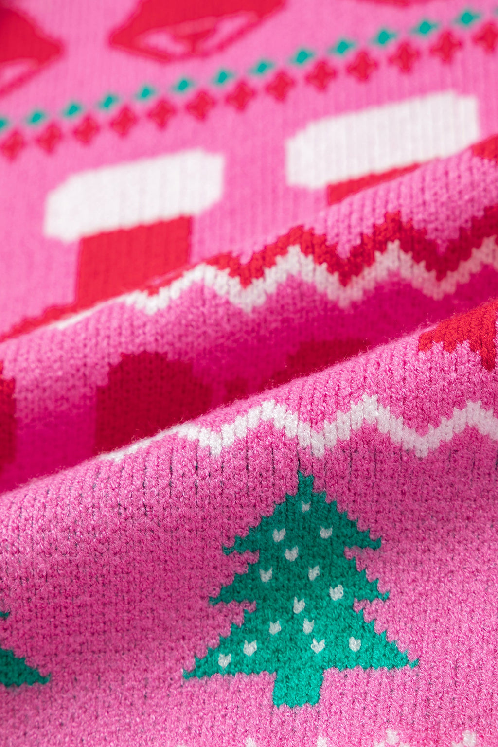 Christmas Bells & Bows Sweater in pink, side view