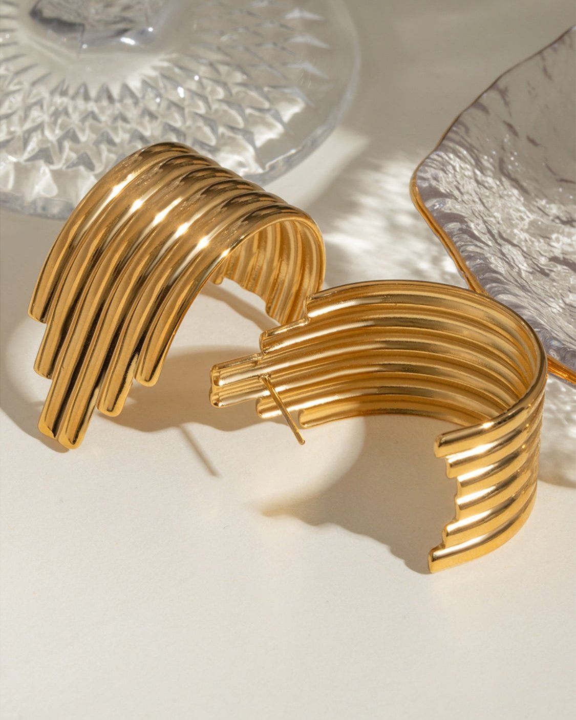 18K Gold-Plated Ribbed Earrings