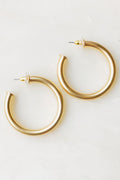 Upper Class Taste Hoop Earrings Small Gold - matte gold tube hoop earrings 1.5 inch